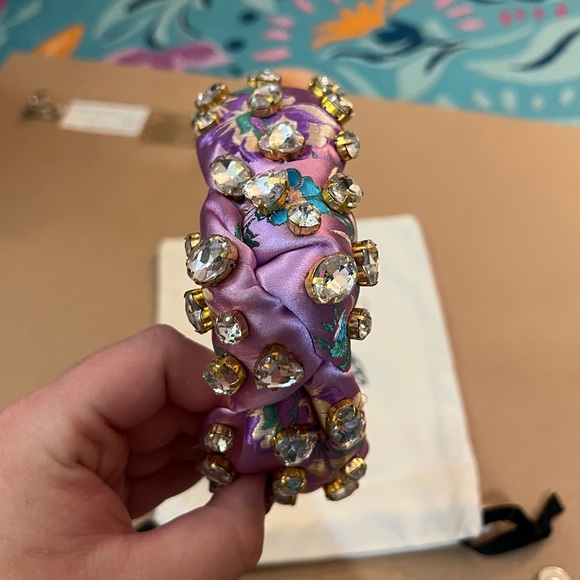 La Bella Purple Silk Embellished Headband - Picture 6 of 16